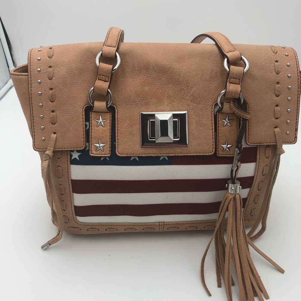 Aimee Kestenberg Leather and American Flag Bag